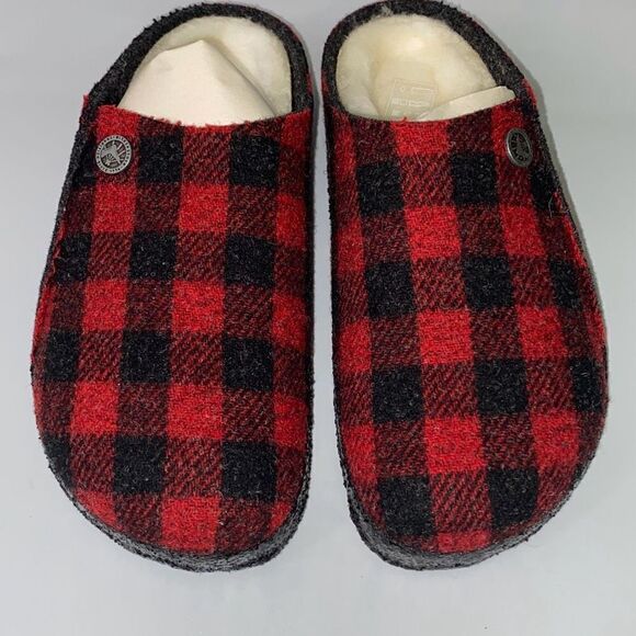 New in Box Birkenstock Zermatt Red plaid slipper shoe Sz 35 US 4.5/5 - Picture 4 of 11
